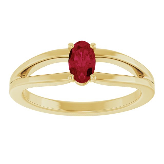 14K Yellow Natural Ruby Youth Solitaire Ring