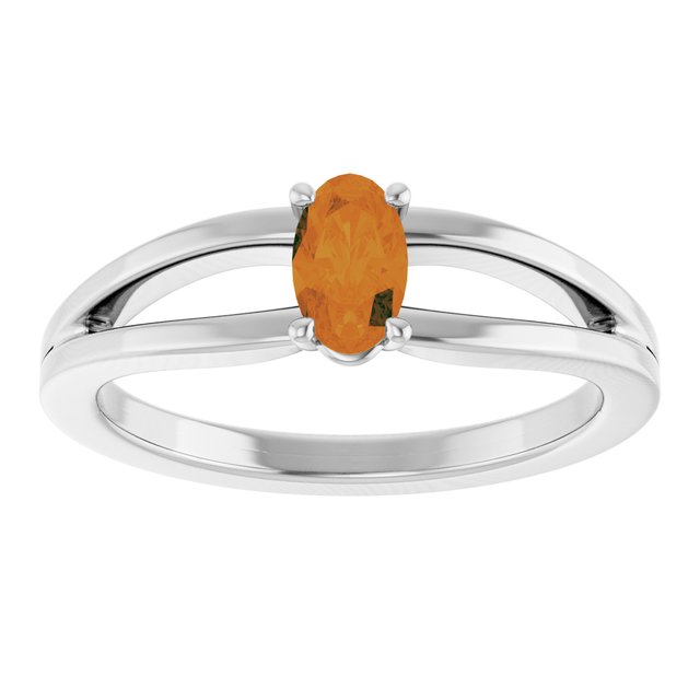 Sterling Silver Imitation Citrine Solitaire Youth Ring