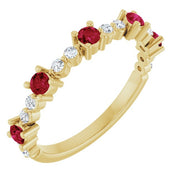 14K Yellow Natural Ruby & 1/6 CTW Natural Diamond Ring
