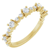 14K Yellow Natural White Sapphire & 1/6 CTW Natural Diamond Ring