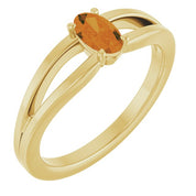 14K Yellow Natural Citrine Youth Solitaire Ring