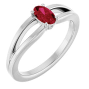 Sterling Silver Imitation Ruby Solitaire Youth Ring