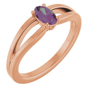 14K Rose Lab-Grown Alexandrite Youth Solitaire Ring