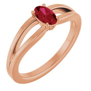 14K Rose Lab-Grown Ruby Youth Solitaire Ring