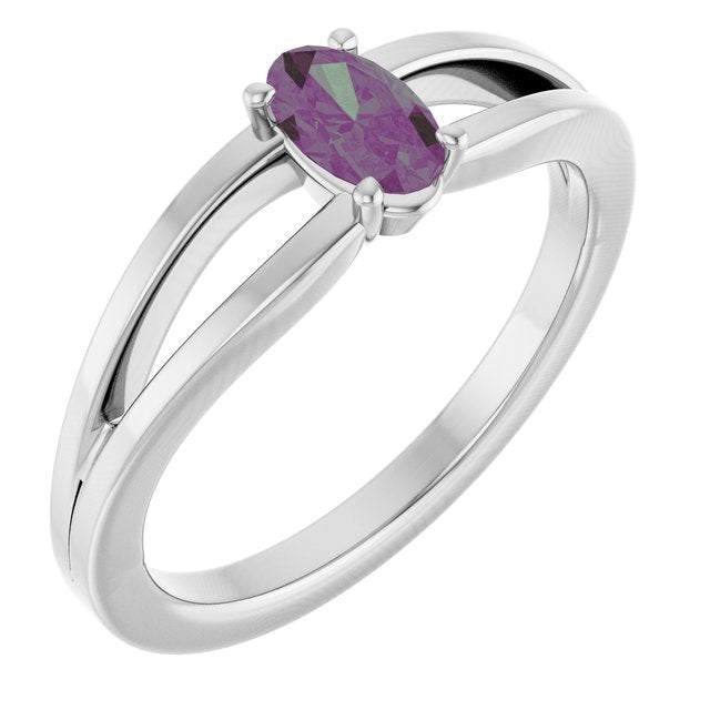 Sterling Silver Imitation Alexandrite Solitaire Youth Ring