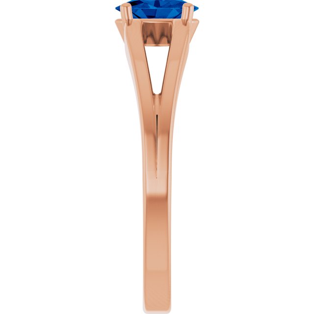 14K Rose Lab-Grown Blue Sapphire Youth Solitaire Ring