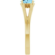 14K Yellow Natural Aquamarine Youth Solitaire Ring