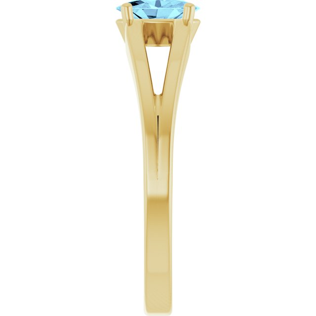 14K Yellow Natural Aquamarine Youth Solitaire Ring