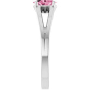 Sterling Silver Imitation Pink Tourmaline Solitaire Youth Ring