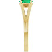 14K Yellow Natural Emerald Youth Solitaire Ring