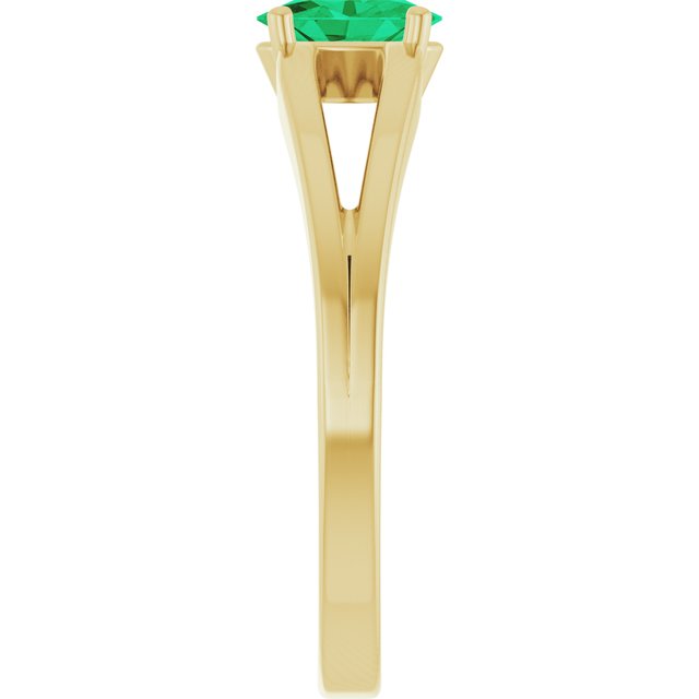 14K Yellow Natural Emerald Youth Solitaire Ring