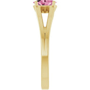 14K Yellow Natural Pink Tourmaline Youth Solitaire Ring