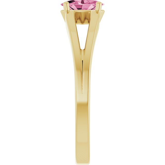 14K Yellow Natural Pink Tourmaline Youth Solitaire Ring