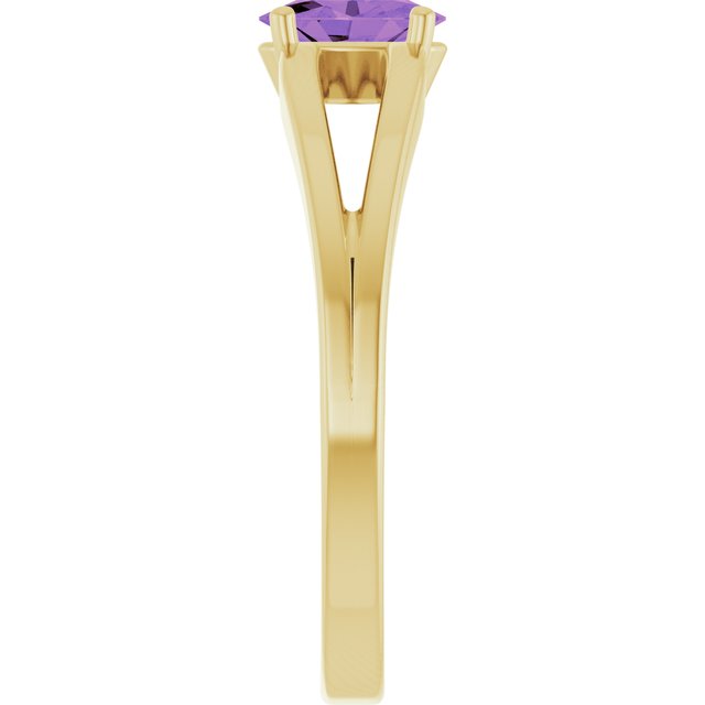 14K Yellow Natural Amethyst Youth Solitaire Ring