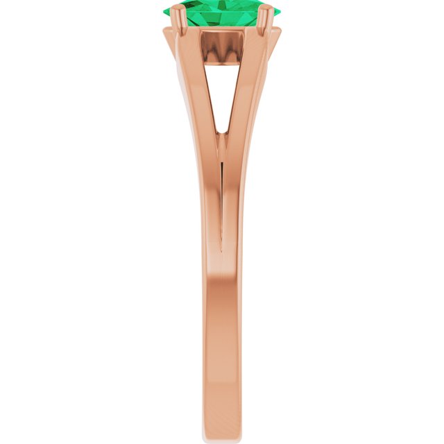 14K Rose Lab-Grown Emerald Youth Solitaire Ring