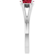Sterling Silver Imitation Ruby Solitaire Youth Ring