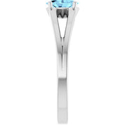 14K White Natural Aquamarine Youth Solitaire Ring