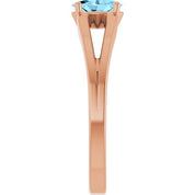 14K Rose Natural Aquamarine Youth Solitaire Ring