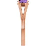 14K Rose Natural Amethyst Youth Solitaire Ring
