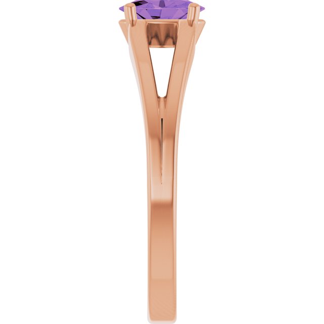 14K Rose Natural Amethyst Youth Solitaire Ring