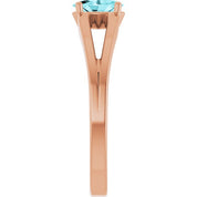 14K Rose Natural Blue Zircon Youth Solitaire Ring