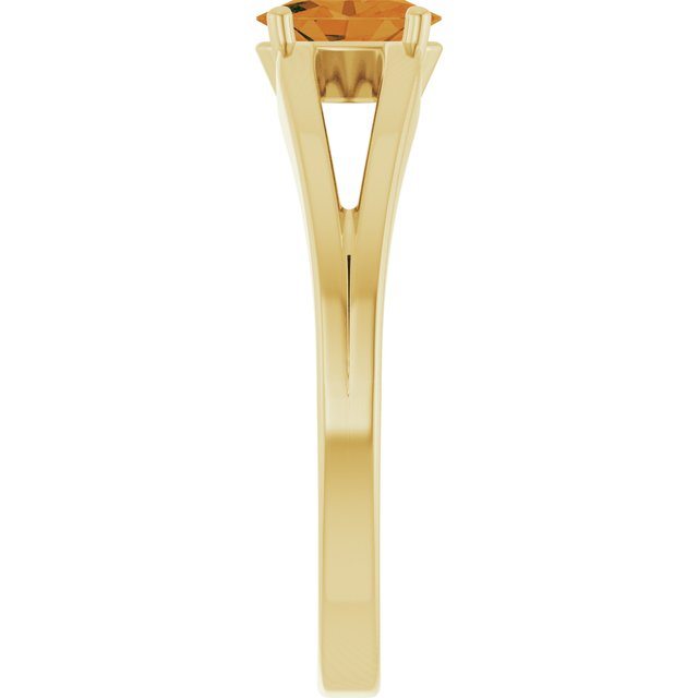 14K Yellow Natural Citrine Youth Solitaire Ring