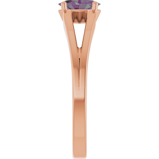 14K Rose Lab-Grown Alexandrite Youth Solitaire Ring