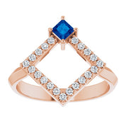 14K Rose Natural Sapphire & 1/5 CTW Natural Diamond Geometric Ring