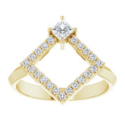 14K Yellow Natural White Sapphire & 1/5 CTW Natural Diamond Geometric Ring