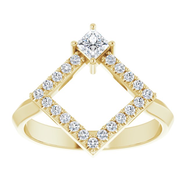 14K Yellow Natural White Sapphire & 1/5 CTW Natural Diamond Geometric Ring