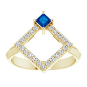 14K Yellow Natural Sapphire & 1/5 CTW Natural Diamond Geometric Ring