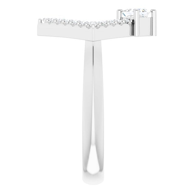 14K White Natural White Sapphire & 1/5 CTW Natural Diamond Geometric Ring