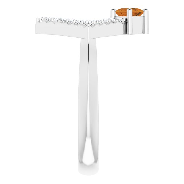 14K White Natural Citrine & 1/5 CTW Natural Diamond Geometric Ring