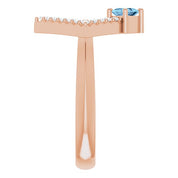 14K Rose Natural Aquamarine & 1/5 CTW Natural Diamond Geometric Ring