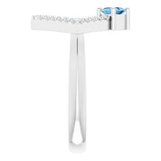 Platinum Natural Aquamarine & 1/5 CTW Natural Diamond Geometric Ring