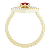 14K Yellow Natural Ruby & 1/5 CTW Natural Diamond Geometric Ring