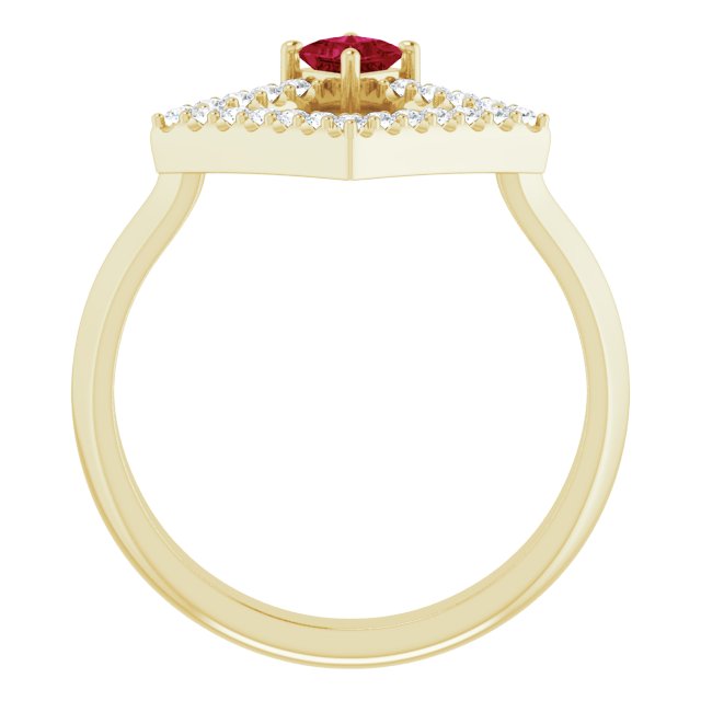 14K Yellow Natural Ruby & 1/5 CTW Natural Diamond Geometric Ring
