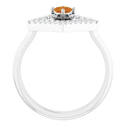 14K White Natural Citrine & 1/5 CTW Natural Diamond Geometric Ring