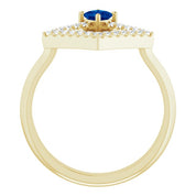 14K Yellow Natural Sapphire & 1/5 CTW Natural Diamond Geometric Ring