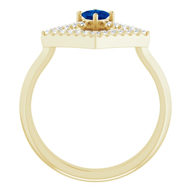 14K Yellow Natural Sapphire & 1/5 CTW Natural Diamond Geometric Ring
