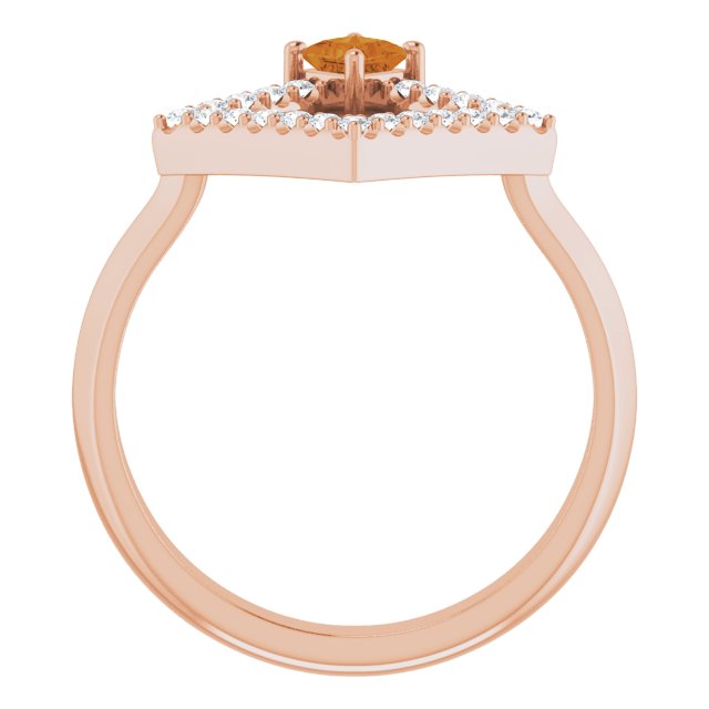 14K Rose Natural Citrine & 1/5 CTW Natural Diamond Geometric Ring
