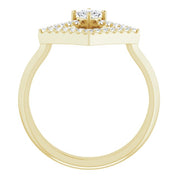 14K Yellow Natural White Sapphire & 1/5 CTW Natural Diamond Geometric Ring