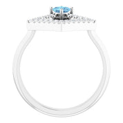 14K White Natural Aquamarine & 1/5 CTW Natural Diamond Geometric Ring