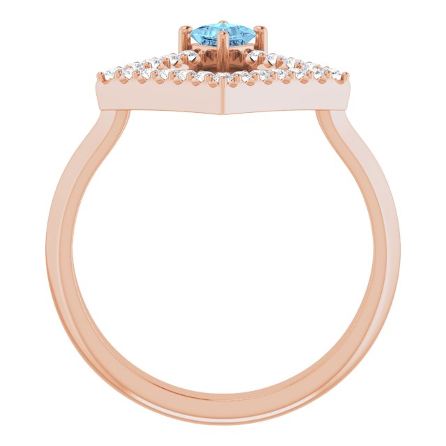 14K Rose Natural Aquamarine & 1/5 CTW Natural Diamond Geometric Ring