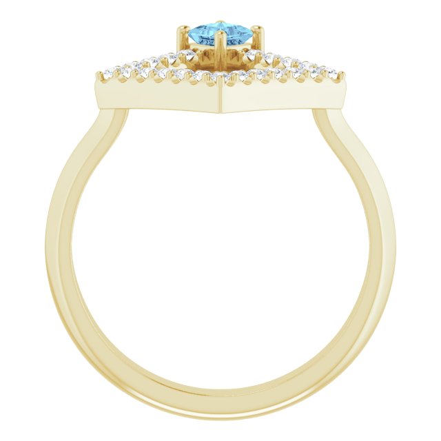 14K Yellow Natural Aquamarine & 1/5 CTW Natural Diamond Geometric Ring