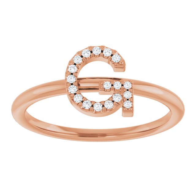 14K Rose .06 CTW Natural Diamond Initial G Ring