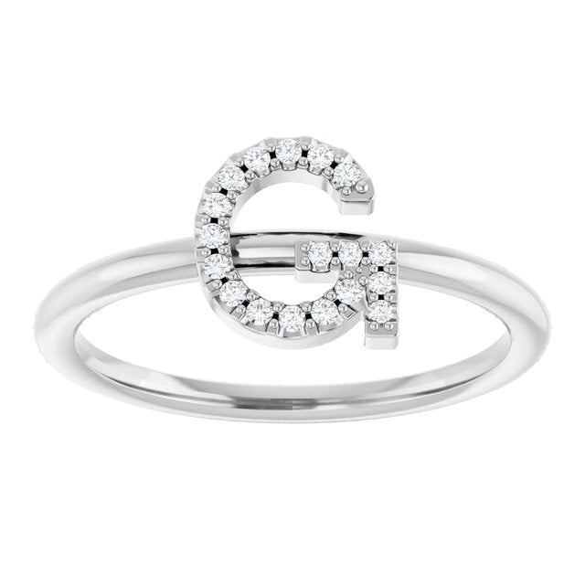 Platinum .06 CTW Natural Diamond Initial G Ring