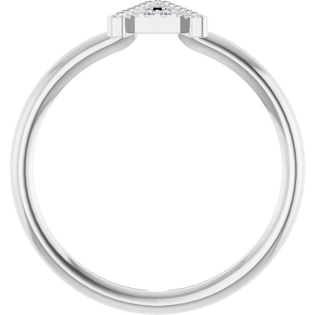 14K White .06 CTW Natural Diamond Initial A Ring