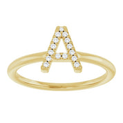 14K Yellow .06 CTW Natural Diamond Initial A Ring