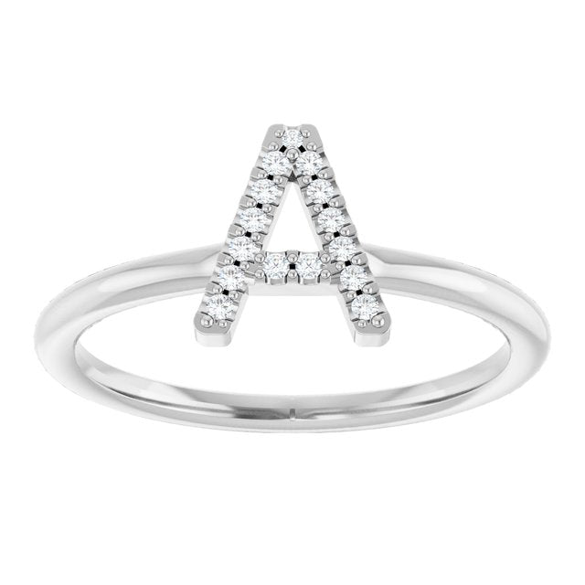 Platinum .06 CTW Natural Diamond Initial A Ring